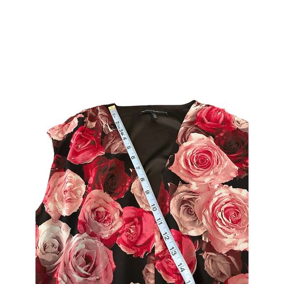 White House Black Market Dress Red Pink Floral Print Dark Romantic Chiffon Large - Picture 9 of 11